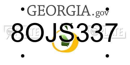 8OJS337 Georgia License Plate