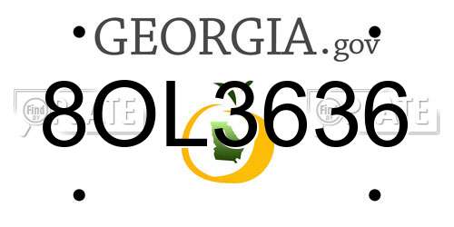 8OL3636 Georgia License Plate