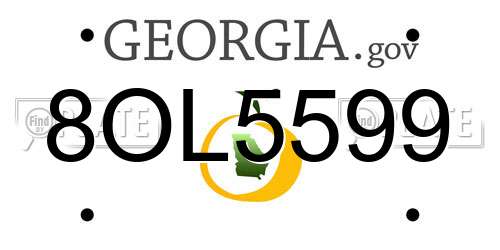 8OL5599 Georgia License Plate