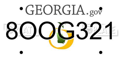 8OOG321 Georgia License Plate