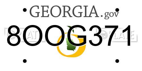 8OOG371 Georgia License Plate
