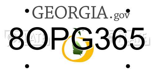 8OPG365 Georgia License Plate