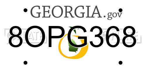 8OPG368 Georgia License Plate