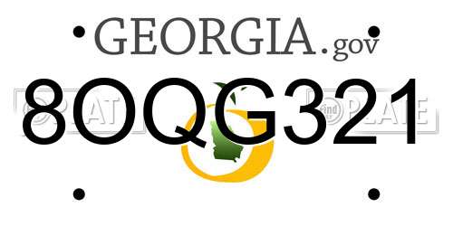 8OQG321 Georgia License Plate