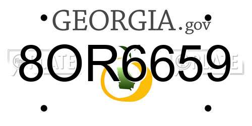 8OR6659 Georgia License Plate