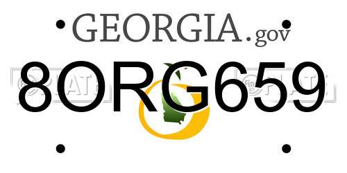 8ORG659 Georgia License Plate