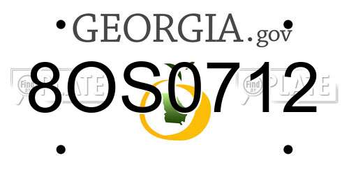 8OS0712 Georgia License Plate