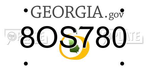 8OS780 Georgia License Plate