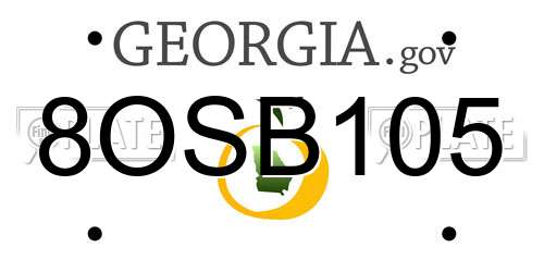 8OSB105 Georgia License Plate