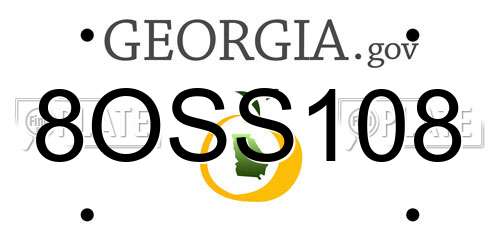 8OSS108 Georgia License Plate