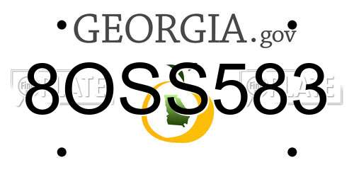 8OSS583 Georgia License Plate