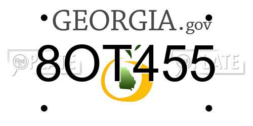 8OT455 Georgia License Plate