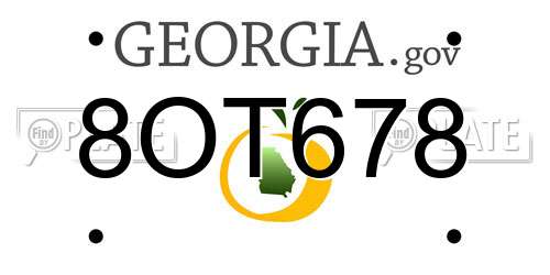 8OT678 Georgia License Plate