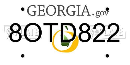 8OTD822 Georgia License Plate