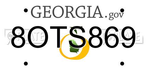 8OTS869 Georgia License Plate