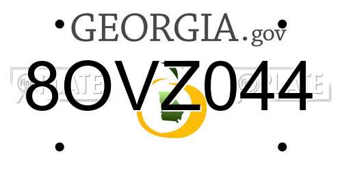 8OVZ044 Georgia License Plate