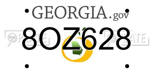 8OZ628 Georgia License Plate