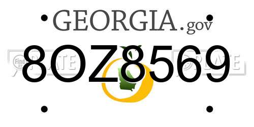 8OZ8569 Georgia License Plate