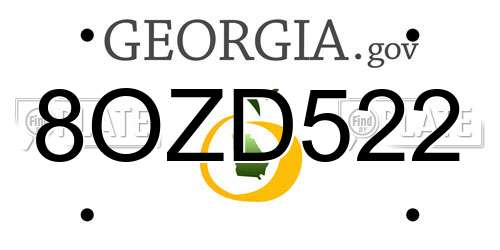 8OZD522 Georgia License Plate