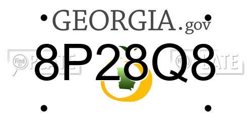 8P28Q8 Georgia License Plate