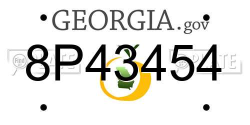 8P43454 Georgia License Plate