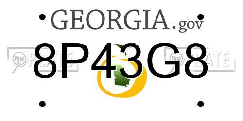 8P43G8 Georgia License Plate