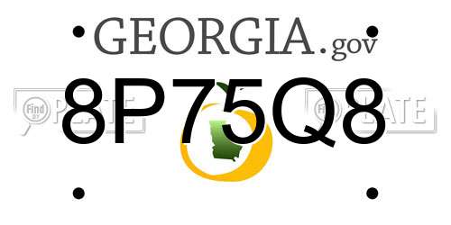8P75Q8 Georgia License Plate