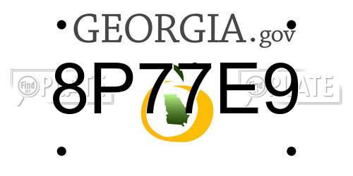 8P77E9 Georgia License Plate