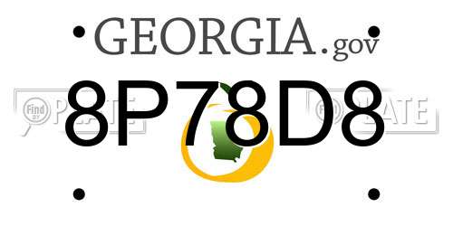 8P78D8 Georgia License Plate