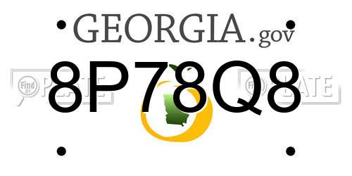 8P78Q8 Georgia License Plate