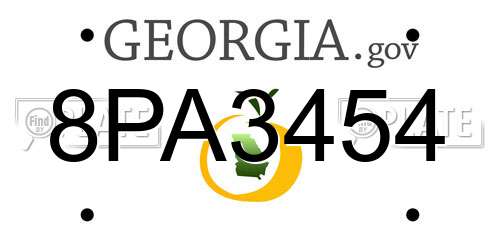 8PA3454 Georgia License Plate
