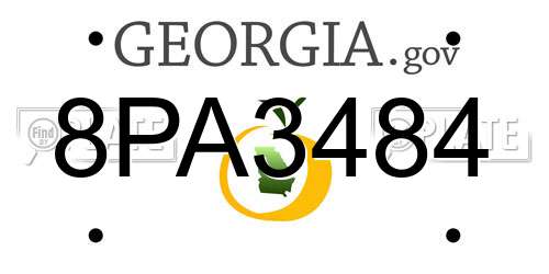 8PA3484 Georgia License Plate