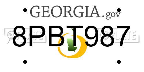 8PBT987 Georgia License Plate
