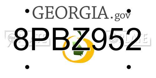 8PBZ952 Georgia License Plate