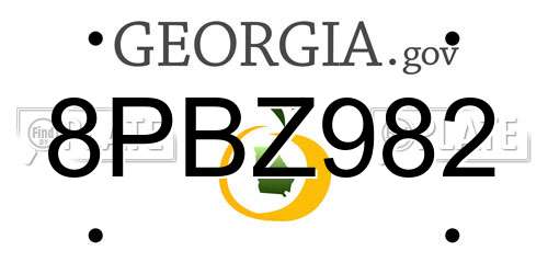 8PBZ982 Georgia License Plate