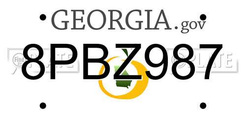 8PBZ987 Georgia License Plate