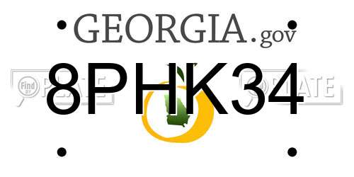 8PHK34 Georgia License Plate