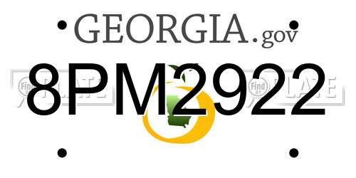 8PM2922 Georgia License Plate