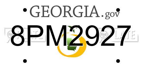 8PM2927 Georgia License Plate