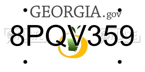 8PQV359 Georgia License Plate