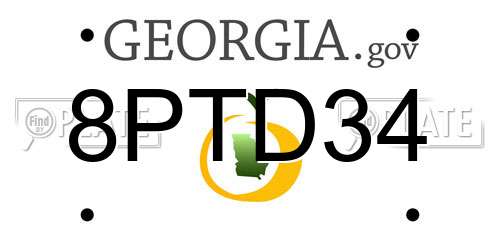 8PTD34 Georgia License Plate