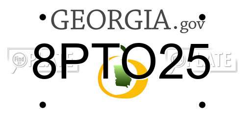 8PTO25 Georgia License Plate