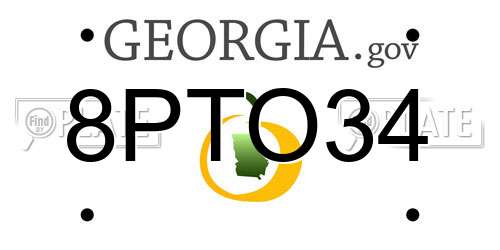 8PTO34 Georgia License Plate