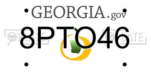 8PTO46 Georgia License Plate