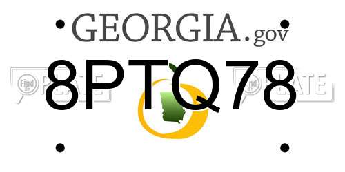 8PTQ78 Georgia License Plate