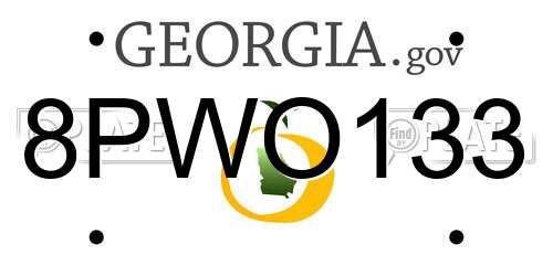 8PWO133 Georgia License Plate
