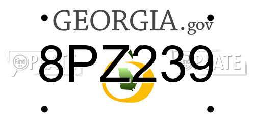 8PZ239 Georgia License Plate