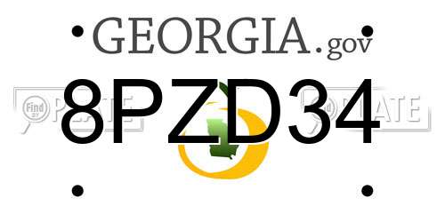8PZD34 Georgia License Plate