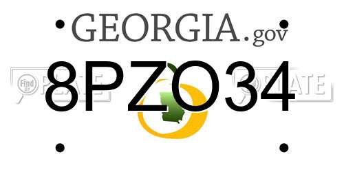 8PZO34 Georgia License Plate