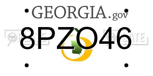 8PZO46 Georgia License Plate